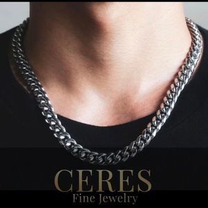 CERES 18” 10mm Miami Cuban Link Stainless Steel Chain Necklace